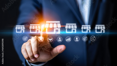 Person selecting franchise business opportunity selection growth