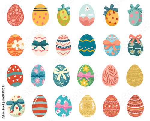 Celebrate spring with these adorable, colorful Easter eggs, perfect for festive decorations, holiday cards, and whimsical seasonal designs.