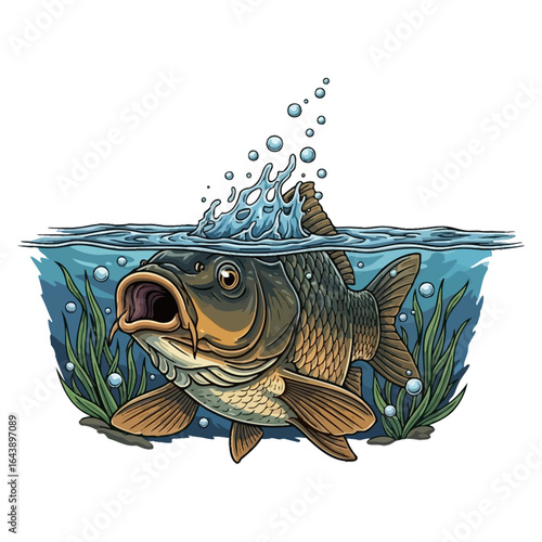 carp fishing illustration logo vector image t shirt