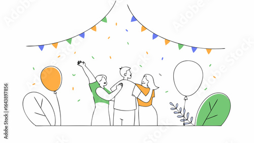 Celebration party with friends vector illustration for event birthday and festive occasion design