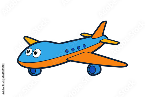 Vector illustration of a toy model airplane flying in the sky