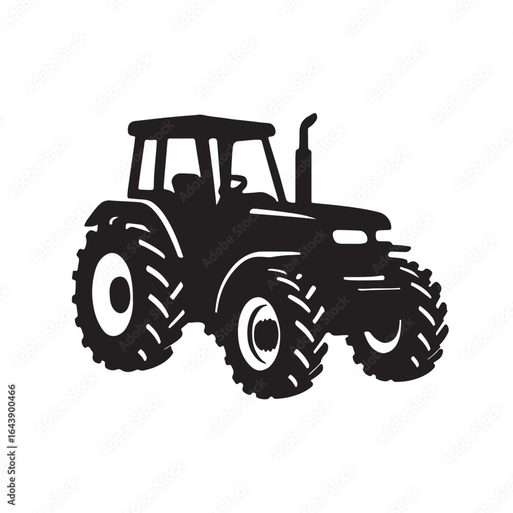 Obraz premium Tractor silhouette vector illustration