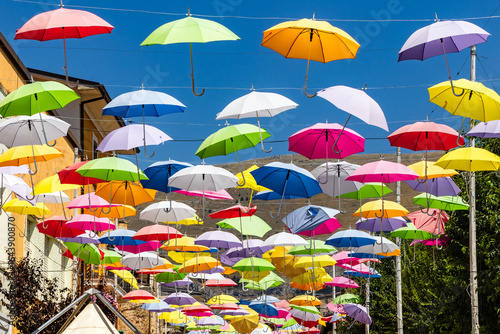 colorful umbrellas in the village of Aielli in Abruzzo