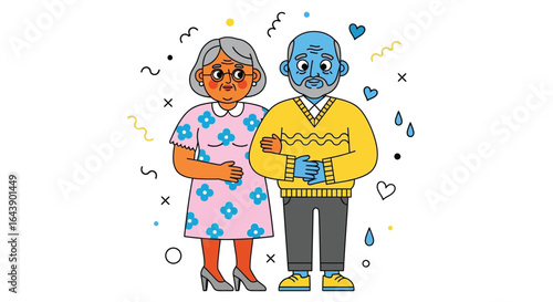 Illustration of senior couple grandparents old age love cartoon