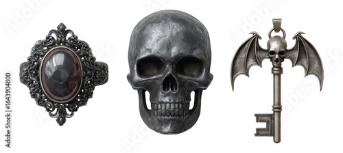 Dark Gothic Objects Isolated on Transparent Background for Creative Projects