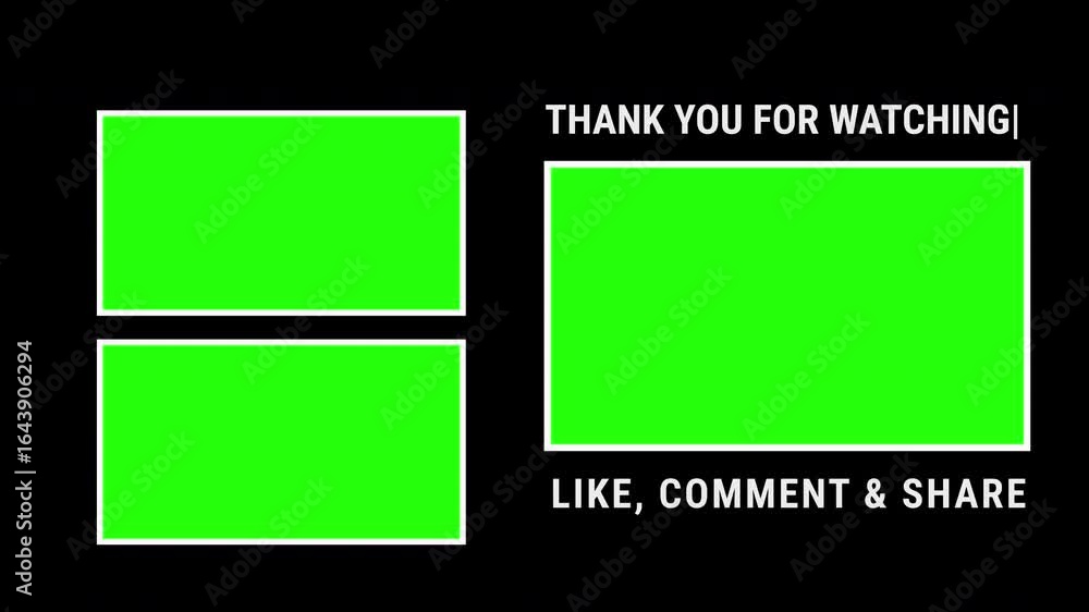 pop up youtube end Screen channel with templates for video,  with Green screen chroma key 4k video