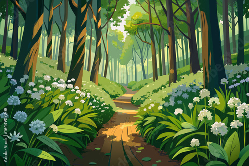 tropical forest with palm trees