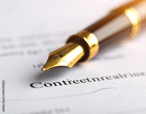 Wallpaper Mural Golden Fountain Pen Tip on Contract Document, Close-up Torontodigital.ca