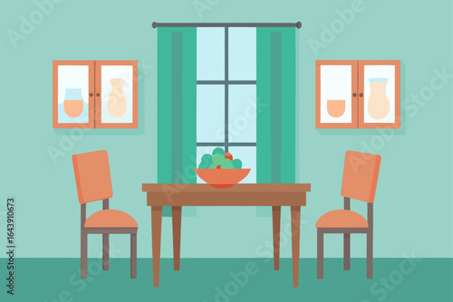 Charming Dining Room With Warm Wooden Table