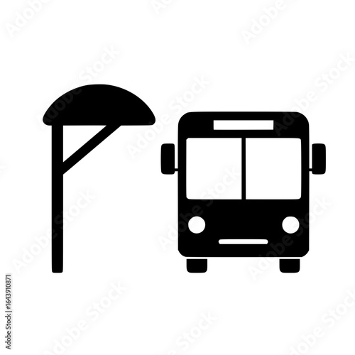 Silhouette bus station icon on an isolated background
