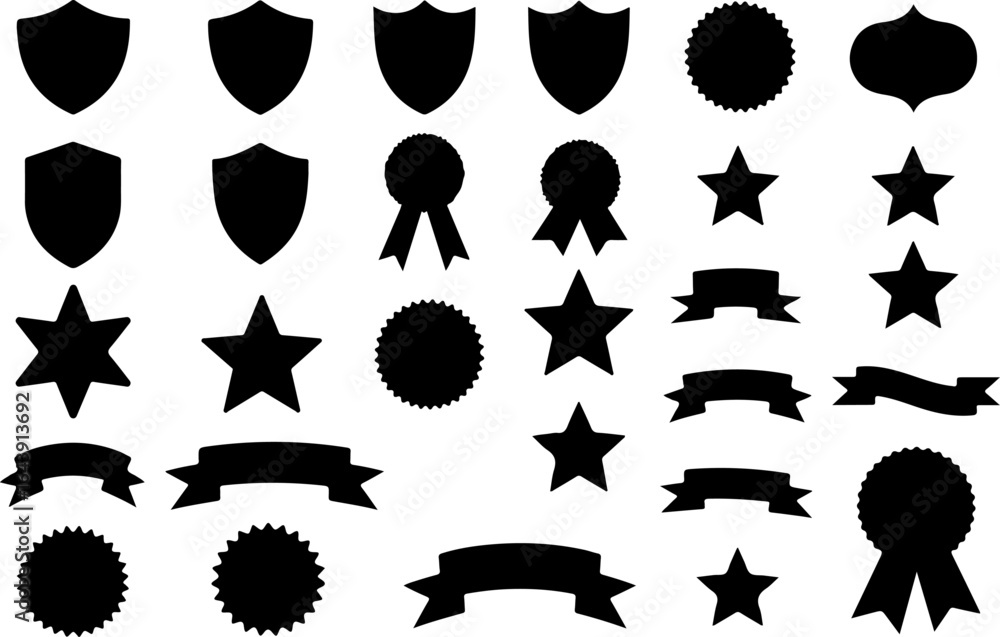 Fototapeta premium Badge, Ribbon & Award Shape Vector Set – Emblems & Labels Collection