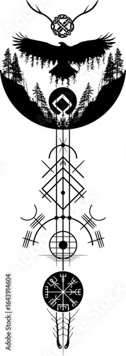 Langes Vektor Wikinger Tattoo - Symbolik und Mystik der Wikingerzeit - Ehre die Natur und Familie