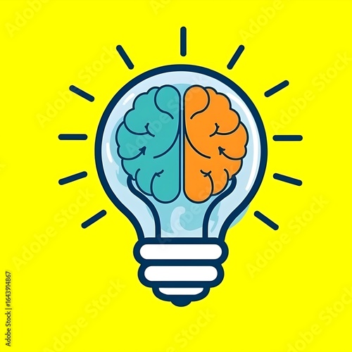 A light bulb with a brain inside, representing the fusion of ideas and intelligence