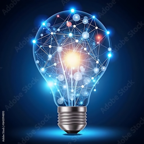 A light bulb with a network of connected dots and lines, representing creativity and connectivity.