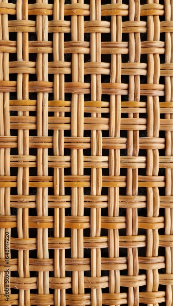 Close up of a detailed interwoven wicker pattern creating a beautiful and natural texture for backgrounds and design projects