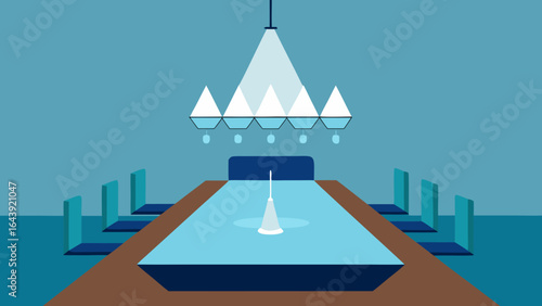 Boardroom With Crystal Tiered Ceiling Installation