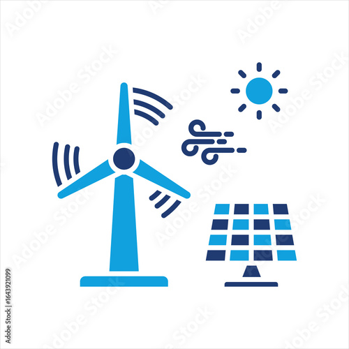 Renewable Energy Flat Blue Icon