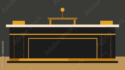Luxury Reception Onyx Front Desk Brass Trim