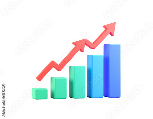 Free Download Firefly_3d Money Bag with dollar sign - Firefly_A vivid 3D bar graph with an upward pointing arrow symbolizing positive trends and ma - GFXLoad
