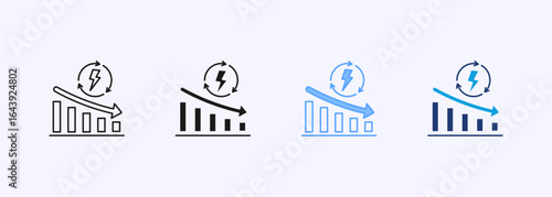 Reduce Energy Usage Icon Set Multiple Style Collection