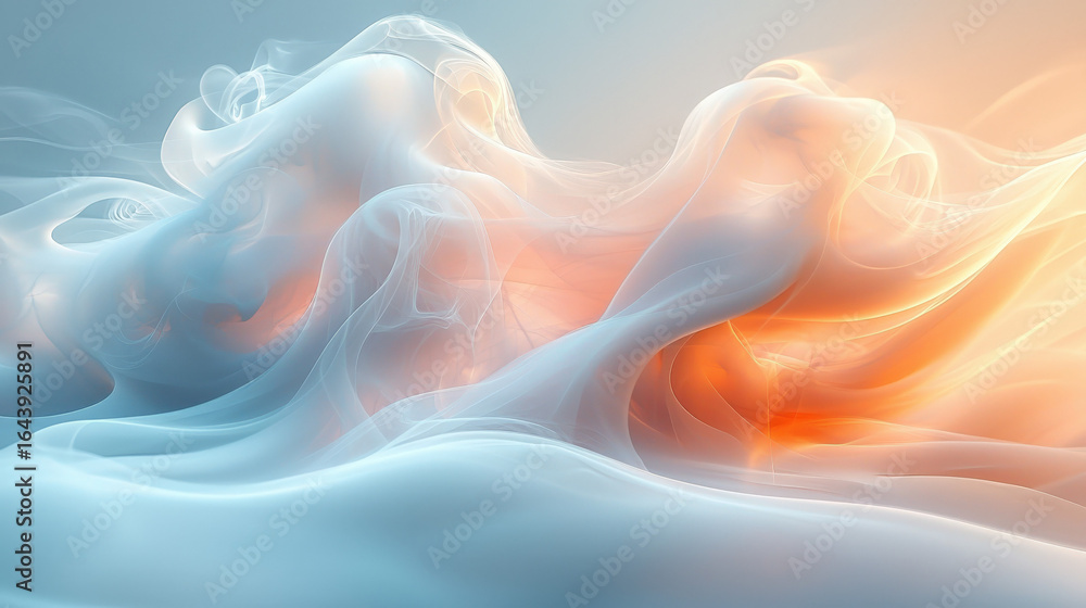 Obraz premium Dynamic flow of ethereal smoke against a soft gradient background abstract art digital artwork calm environment artistic perspective