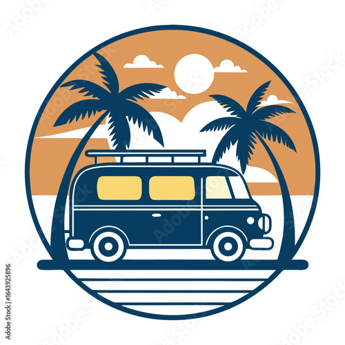 Wallpaper Mural A nostalgic photograph captures a classic vintage car parked on a sandy beach at sunset Torontodigital.ca