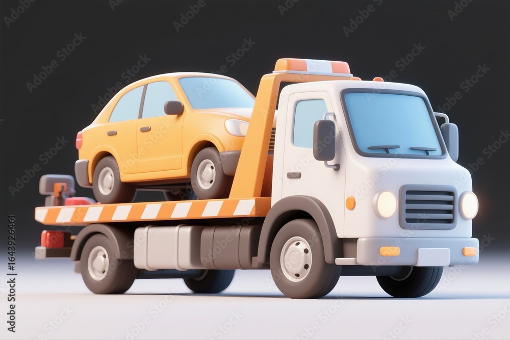 Naklejka premium Cartoon Tow Truck 3D Model