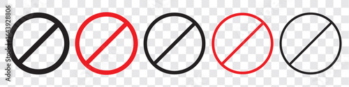 Forbidden sign not allowed in red and black . ban icon symbol . stop entry sign . slash icon . prohibited mark.