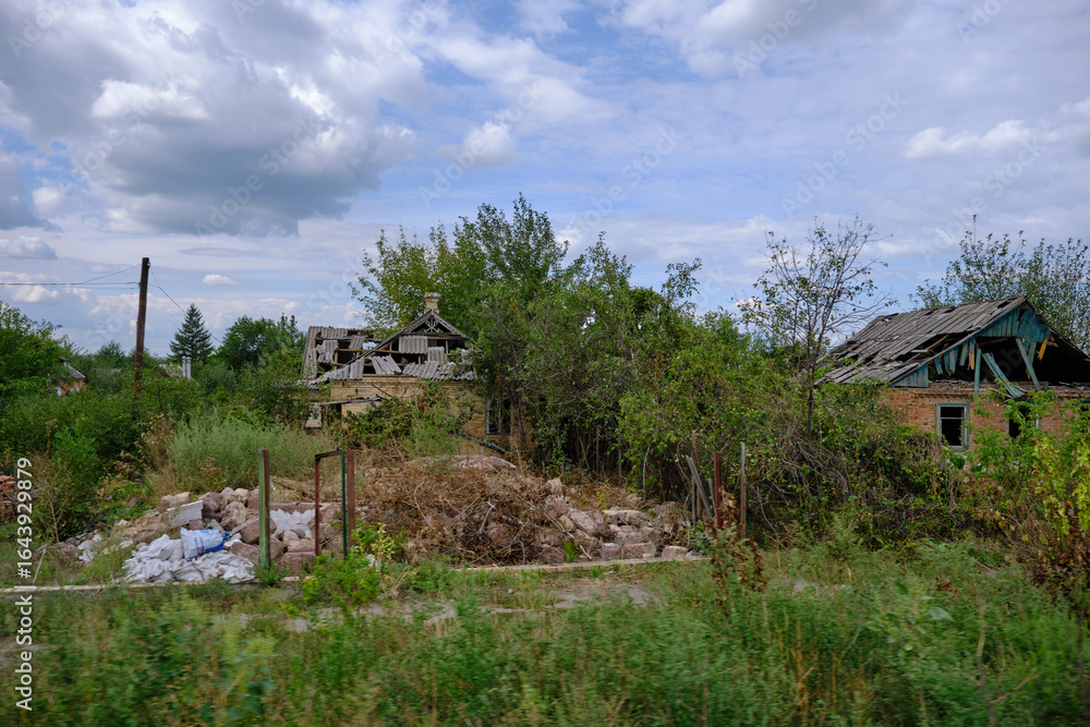 Fototapeta premium destroyed by war farm in Ukraine