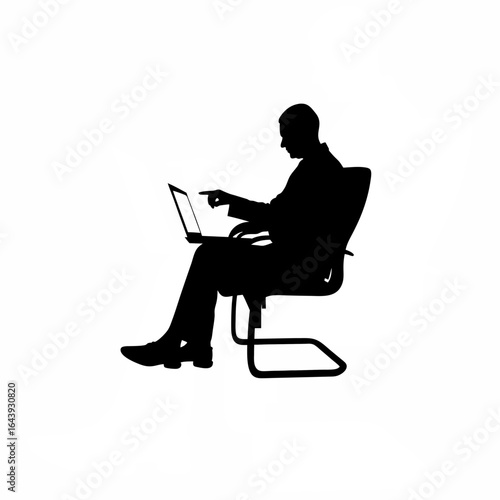 Focused middle eastern executive in silhouette isolated on white background