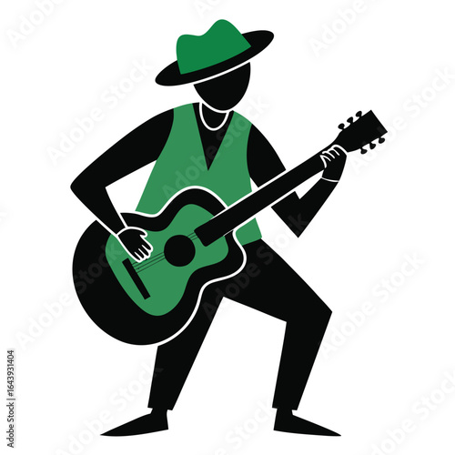 A guitarist in a cowboy hat plays an acoustic guitar
