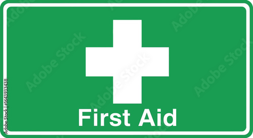 First Aid Sign Indicating Assistance and Medical Help. Essential for Safety and Emergency Response.