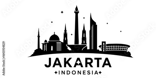 jakarta city black silhouettes or vector illustration 