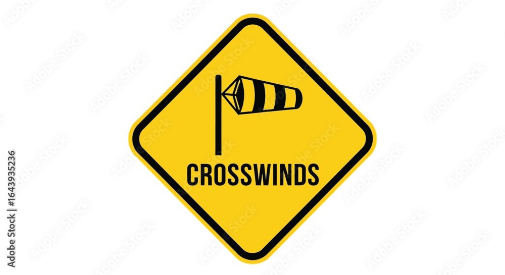 Crosswinds warning sign A caution for aviation safety and navigational awareness