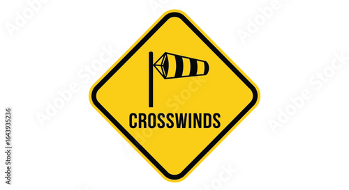 Crosswinds warning sign A caution for aviation safety and navigational awareness