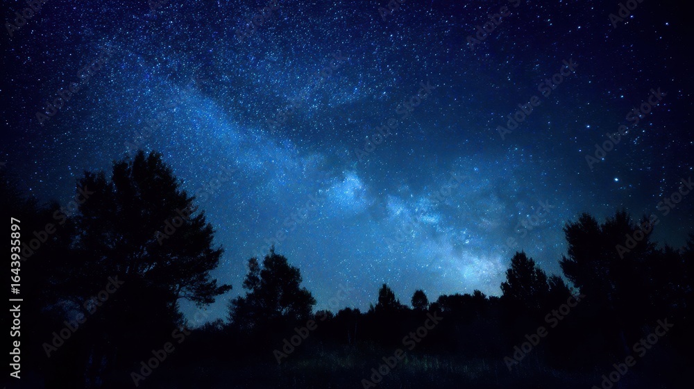 Fototapeta premium Beautiful Night Sky with Dense Star Patterns and Tranquil Atmosphere