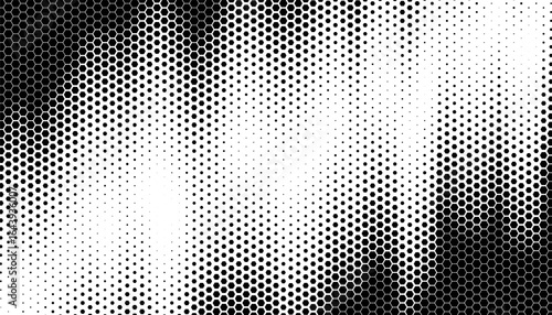 Black and white smooth transition of halftone pattern with hexagon shape for modern background. Vector Format Illustration. EPS10 