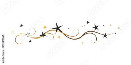 Elegant swirl with stars decorative divider illustration