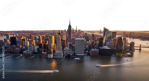 Fototapeta Naklejka Na Ścianę i Meble -  Drone view of NY city skyline, transparent background
