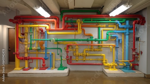 Wallpaper Mural Colorful Minimalist Pipe Installation in Modern Industrial Space Torontodigital.ca