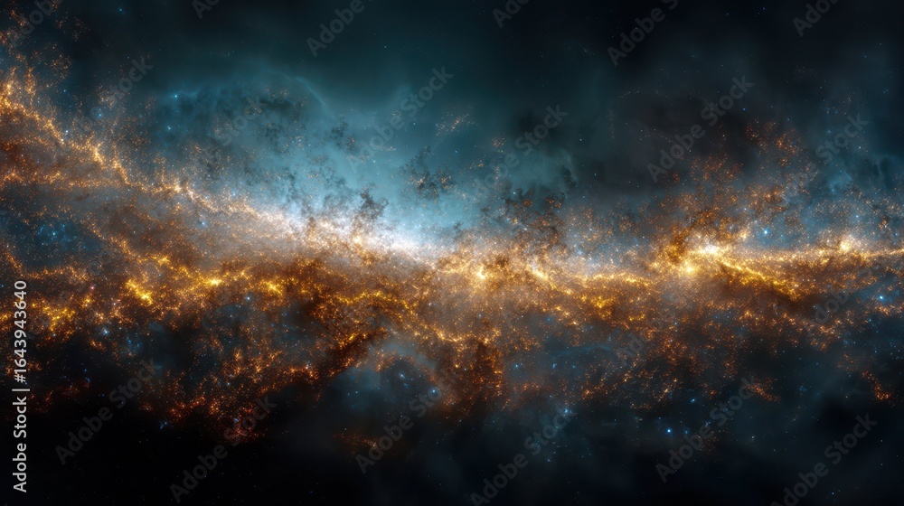 Fototapeta premium Cosmic Wave Formations in Deep Space with Bright Stellar Highlights