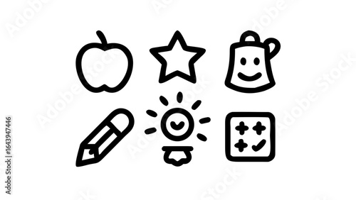 Education learning icons school study knowledge apple star pencil idea strategy success vector icon set