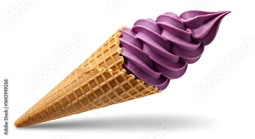 Purple Soft‑Serve Ice Cream Cone – Swirled Frozen Dessert in Waffle Cone
