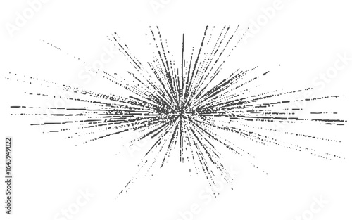 Abstract explosion, radial burst of ink splatter effect. Black ink splatter creates abstract background with dynamic energy. Dynamic charcoal burst explosion, isolated on transparent background. 