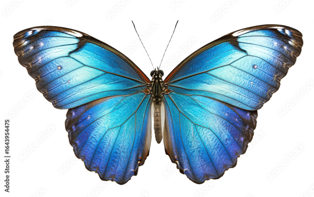 Fototapeta premium Blue morpho butterfly on transparent background, png