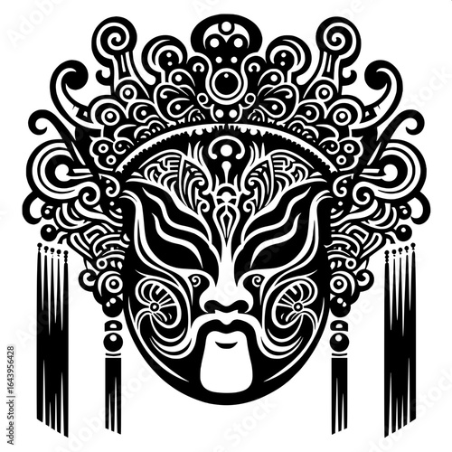 Minimal Silhouette of a Chinese Opera Mask