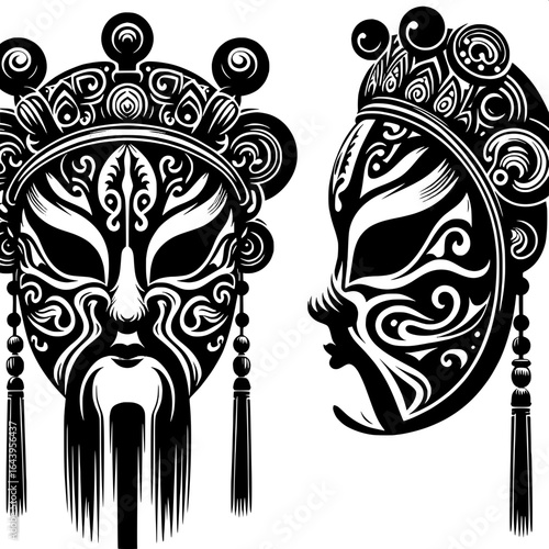 Minimal Silhouette of a Chinese Opera Mask