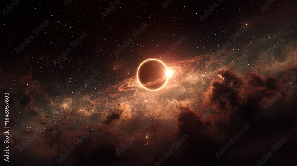 Obraz premium Distant Suns with Glowing Halos in a Cosmic Background