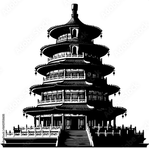 Silhouette of a Chinese Pagoda