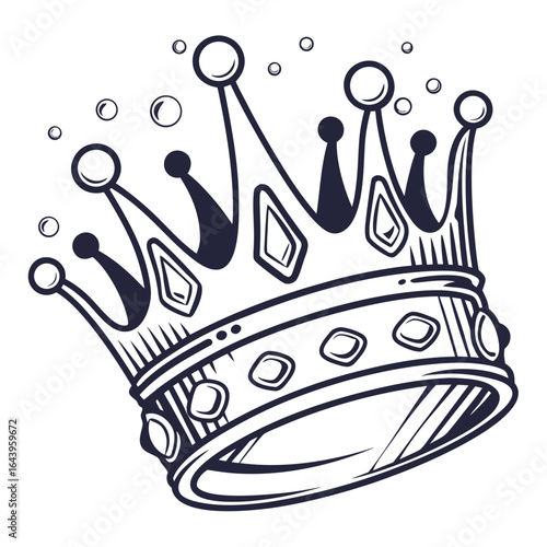 Elegant royal crown with intricate details, a symbol of power and authority isolated on white background
